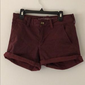 Burgundy Jean Shorts